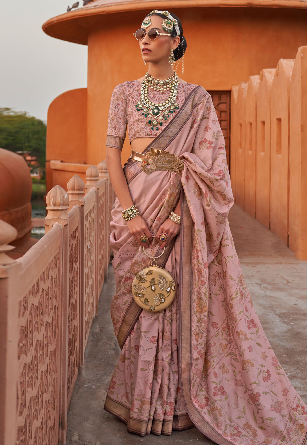 Light Pink Silk Saree With Blouse 274453