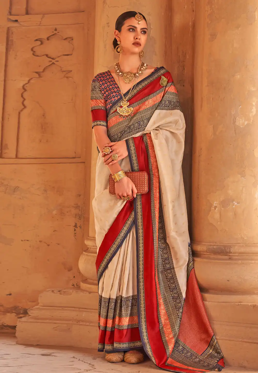 Cream Silk Saree With Blouse 270675