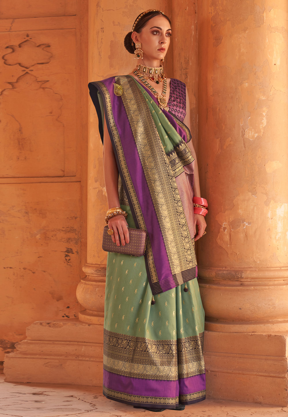 Sea Green Silk Saree With Blouse 270677