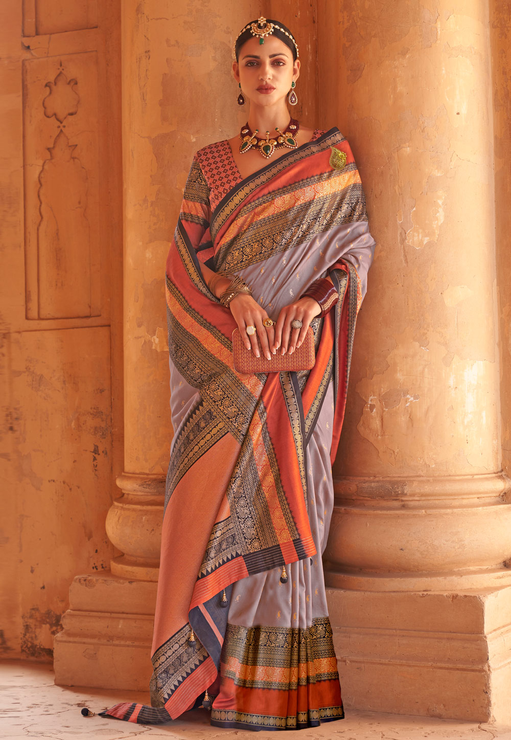 Grey Silk Saree With Blouse 270684
