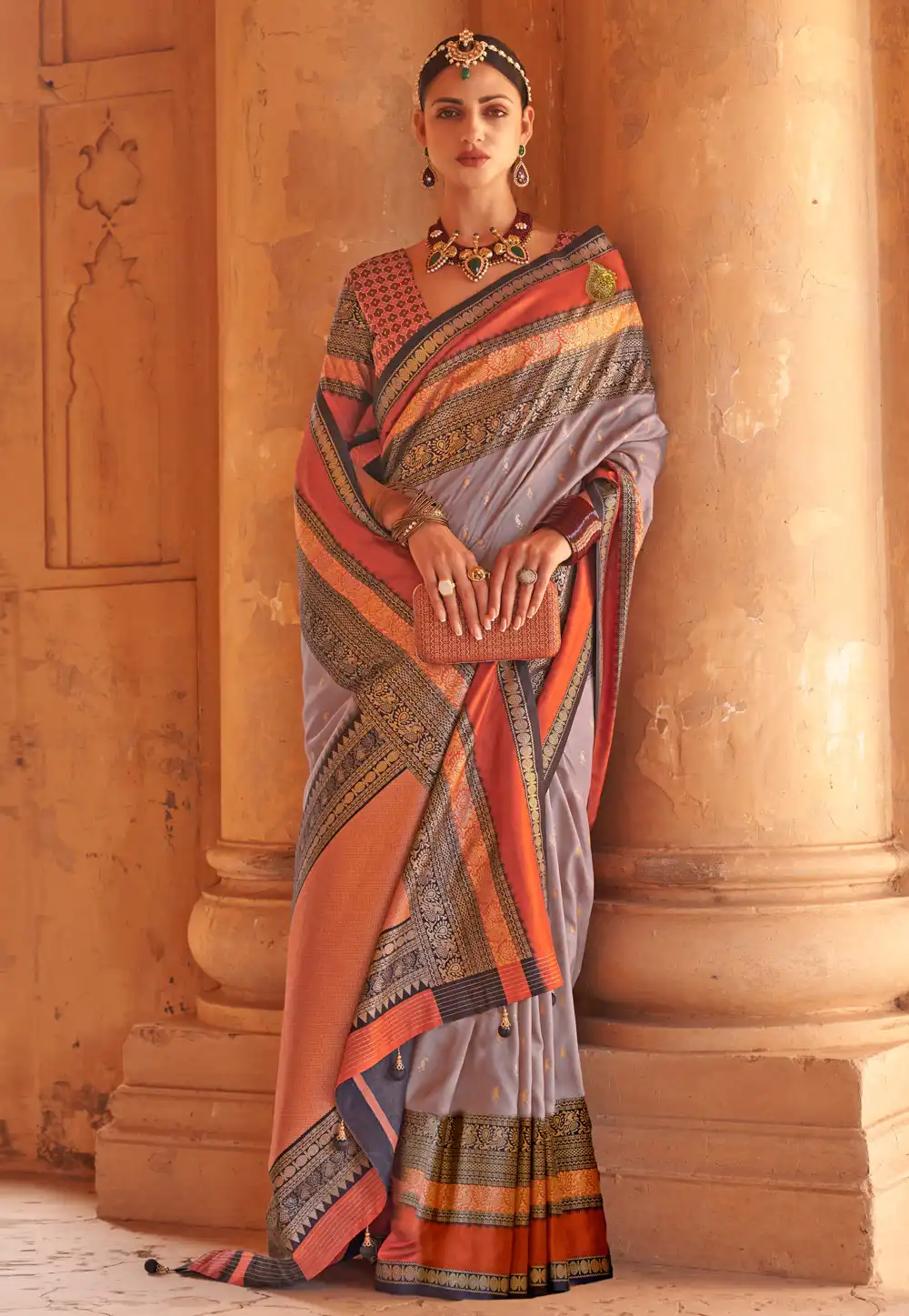 Grey Silk Saree With Blouse 270684
