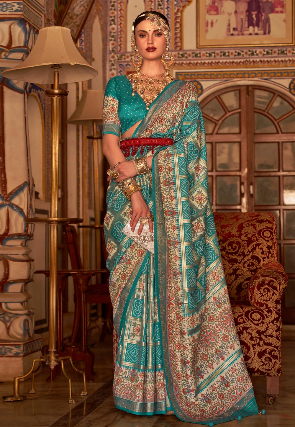 Sky Blue Silk Saree With Blouse 271685