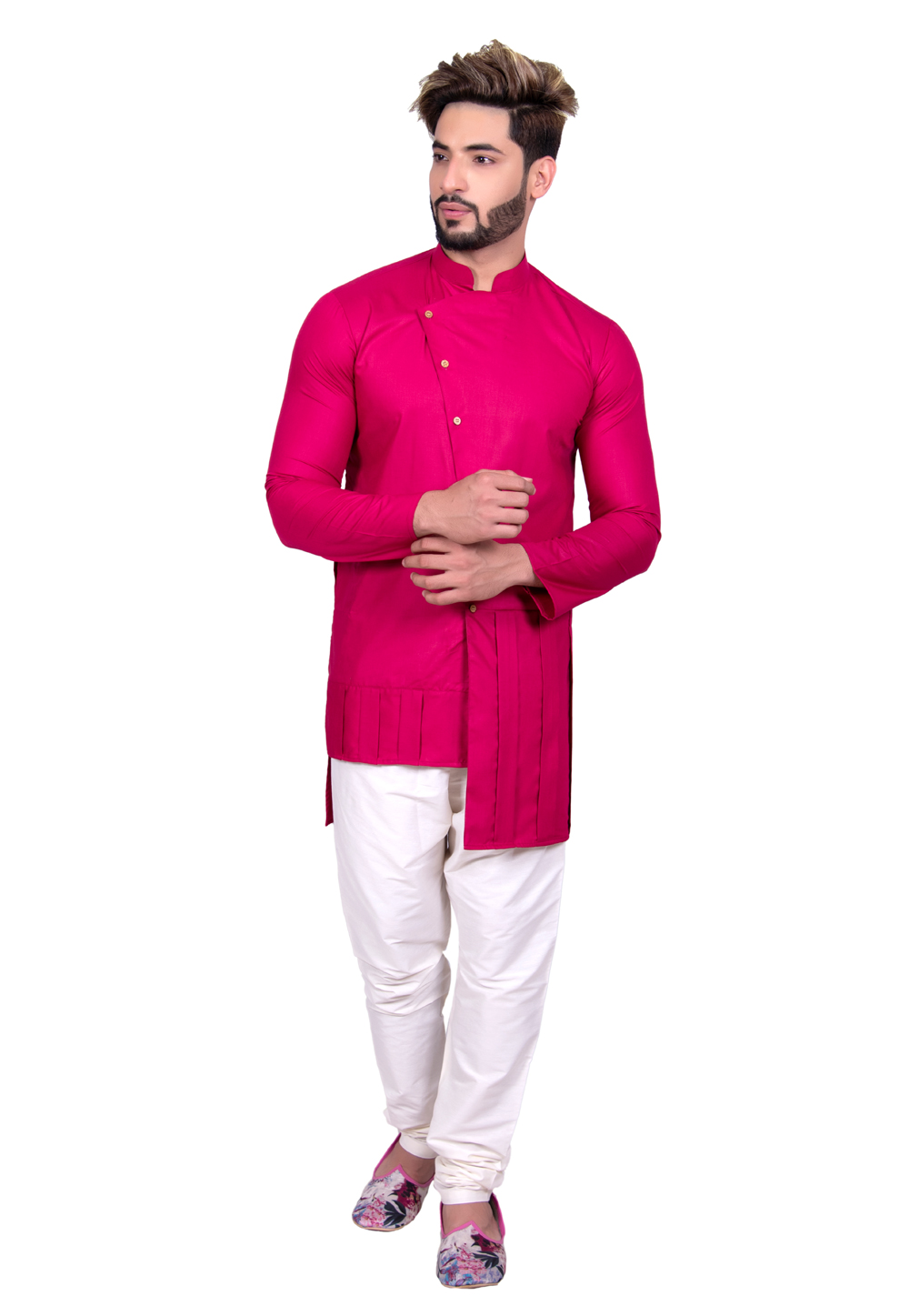 Magenta Cotton Readymade Indo Western Kurta 202455
