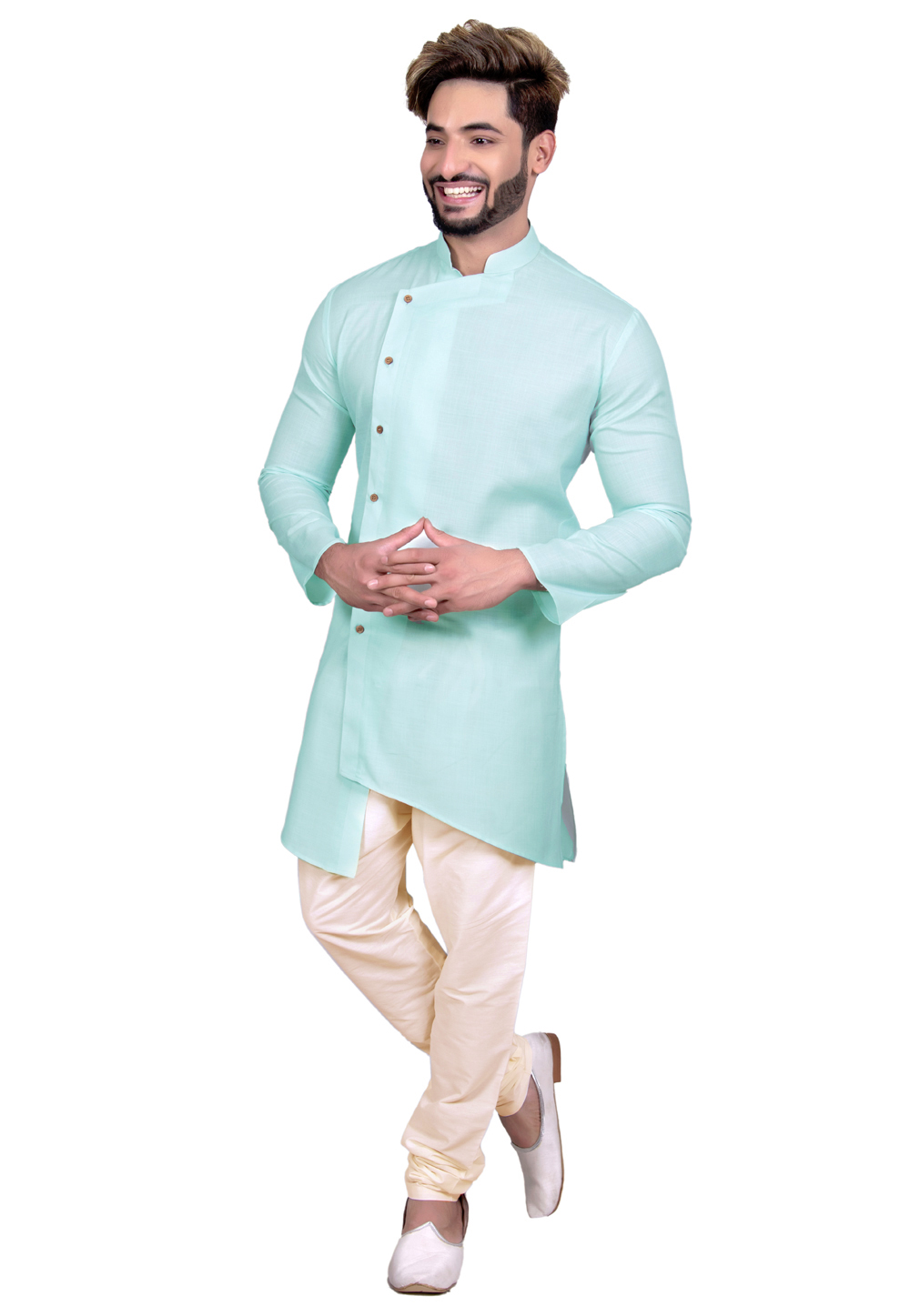 Aqua Cotton Readymade Indo Western Kurta 202457