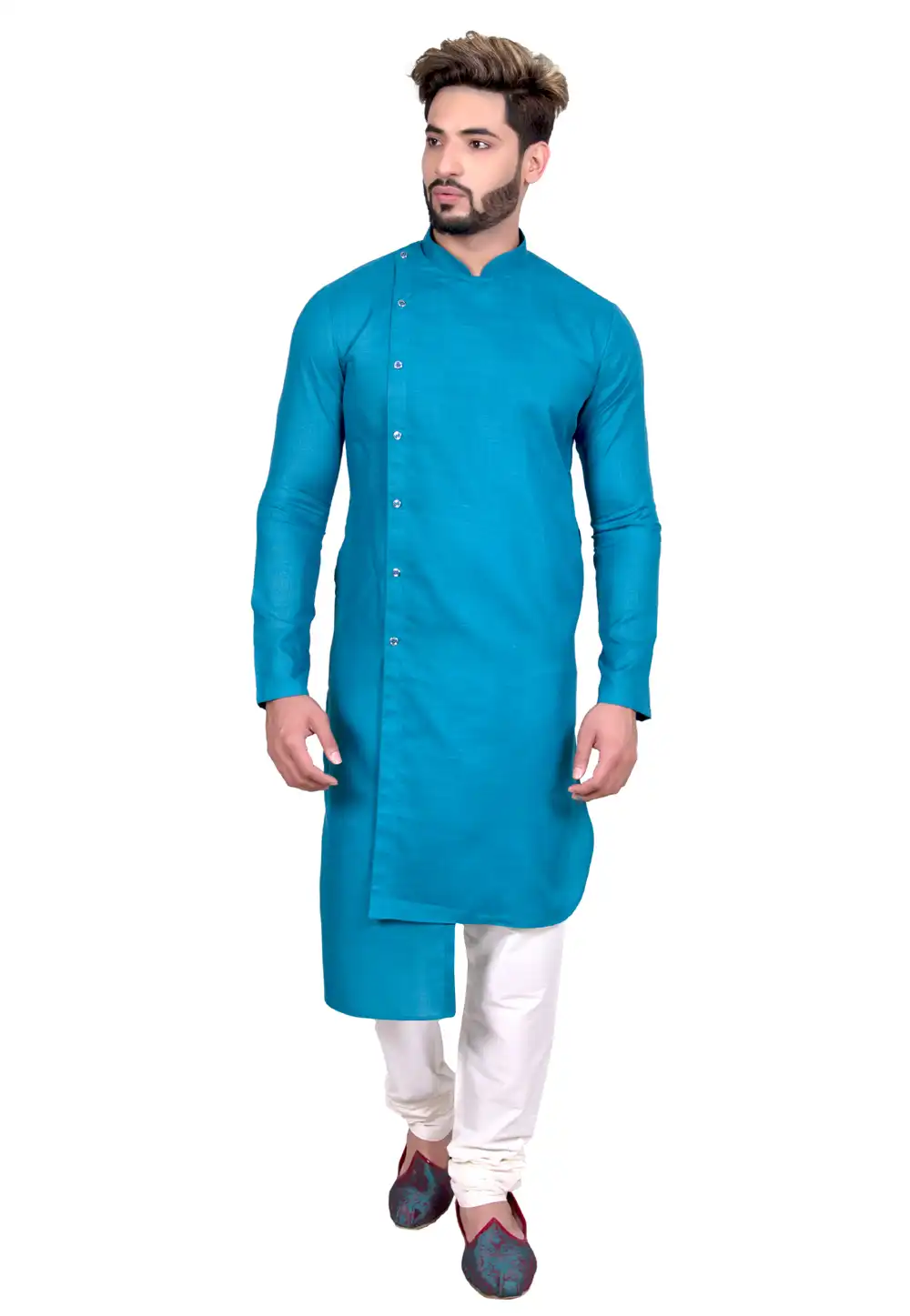 Blue Cotton Readymade Indo Western Kurta 202462