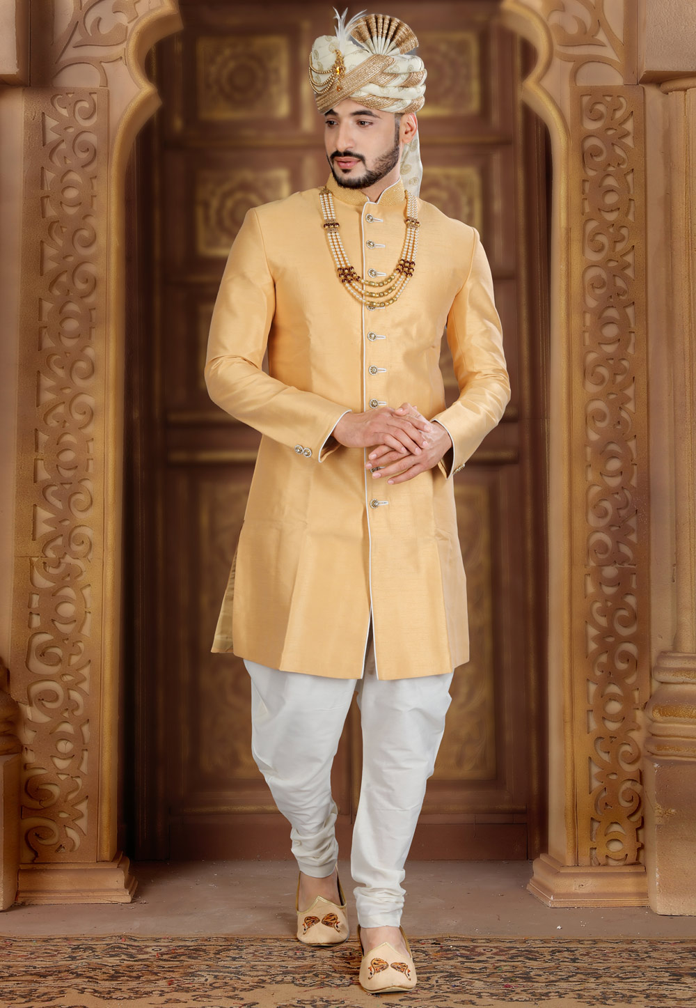 Golden Art Silk Indo Western Sherwani 241311