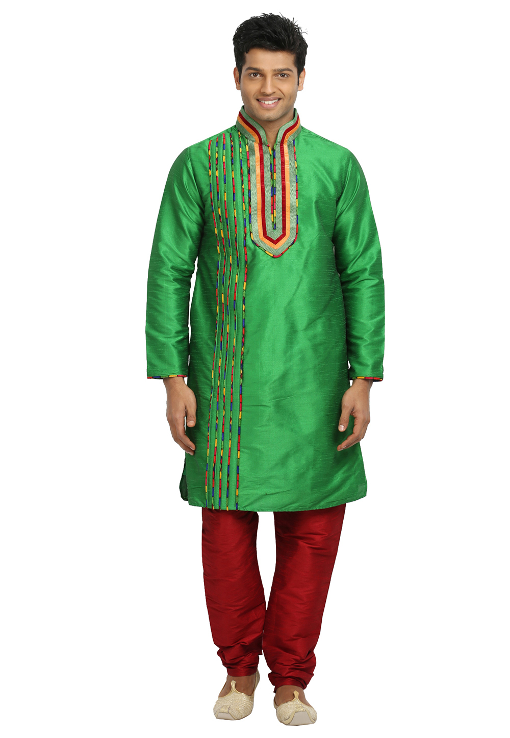 Green Art Silk Readymade Kurta Pajama 203667
