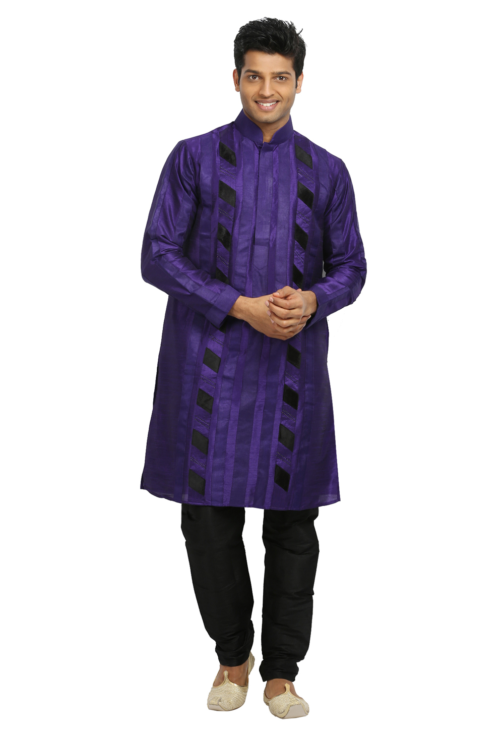 Blue Art Silk Readymade Kurta Pajama 203685