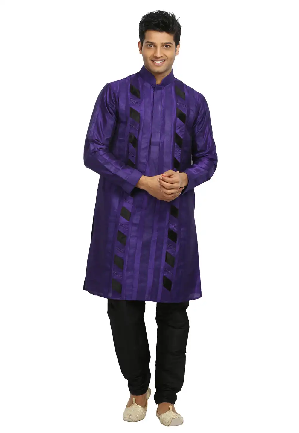 Blue Art Silk Readymade Kurta Pajama 203685