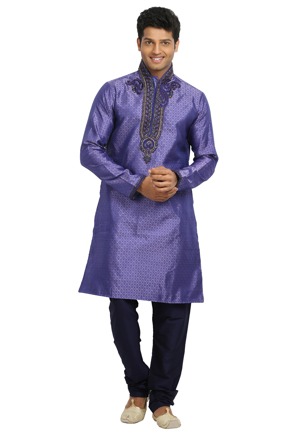 Lavender Brocade Readymade Kurta Pajama 203695