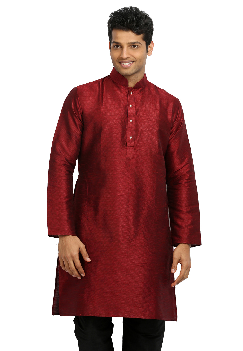 Maroon Art Silk Readymade Kurta 203545