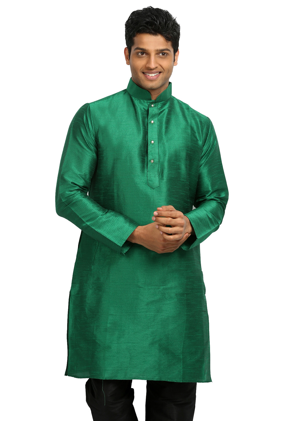 Green Art Silk Readymade Kurta 203546