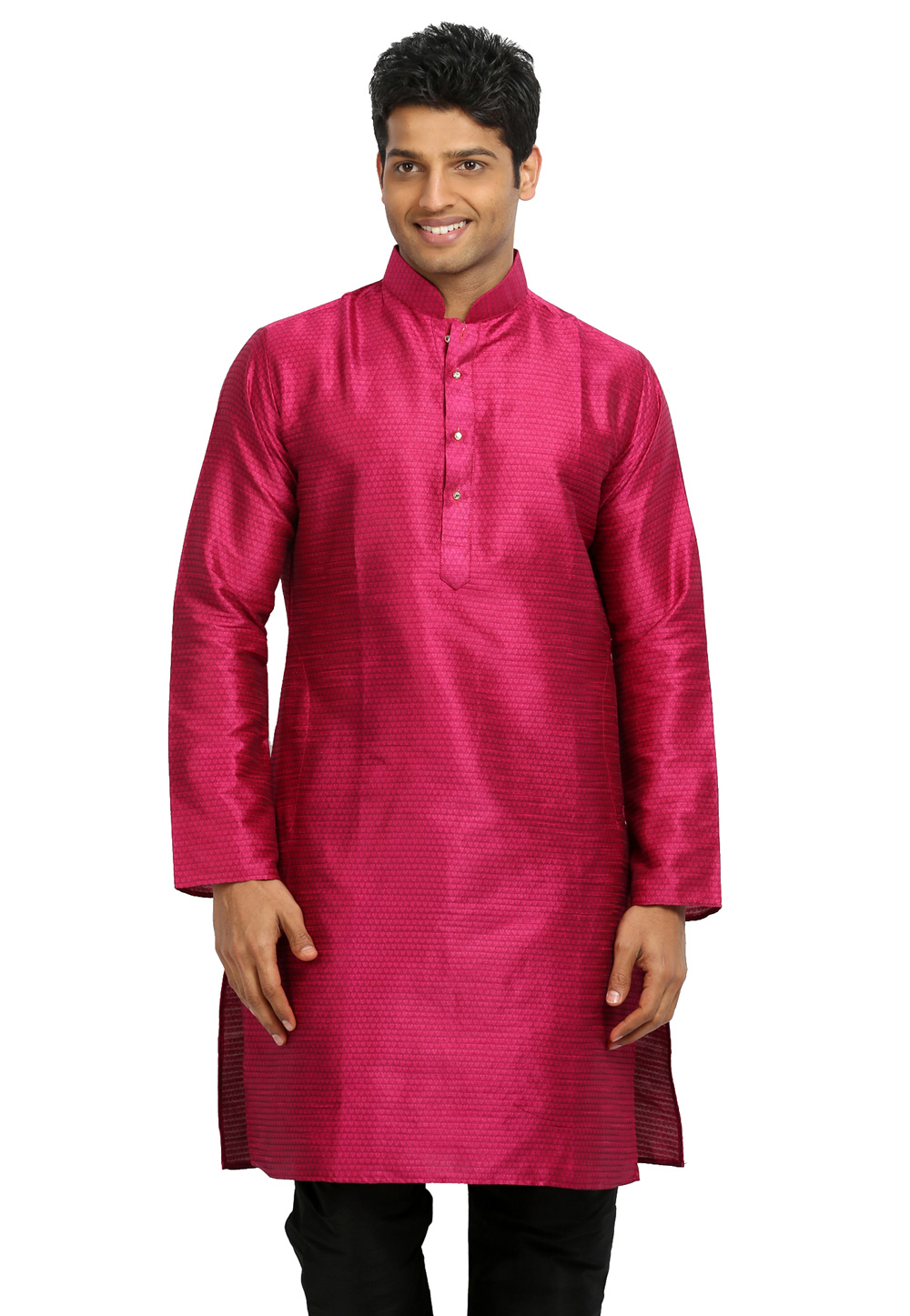 Pink Art Silk Readymade Kurta 203547