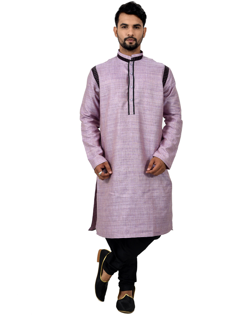 Light Purple Silk Readymade Kurta Pajama 113472