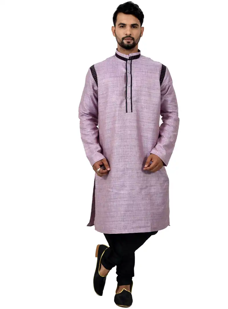 Light Purple Silk Readymade Kurta Pajama 113472