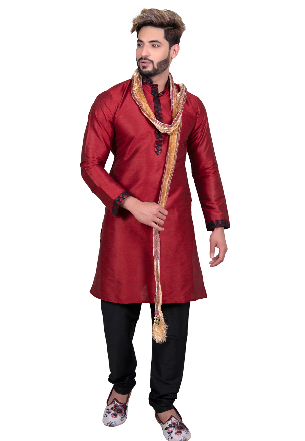 Maroon Art Silk Readymade Kurta Pajama 202422