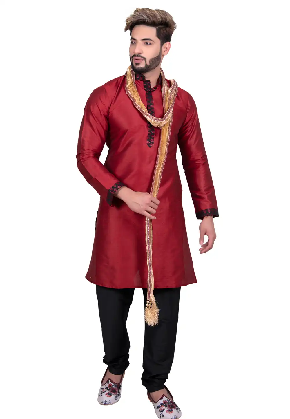 Maroon Art Silk Readymade Kurta Pajama 202422