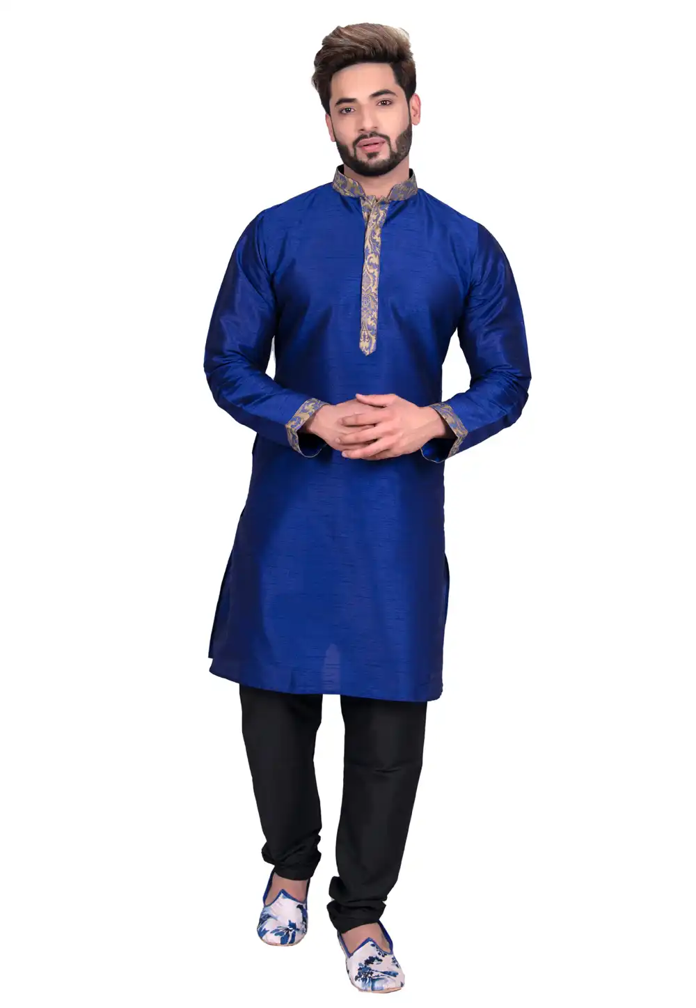 Blue Art Silk Readymade Kurta Pajama 202424
