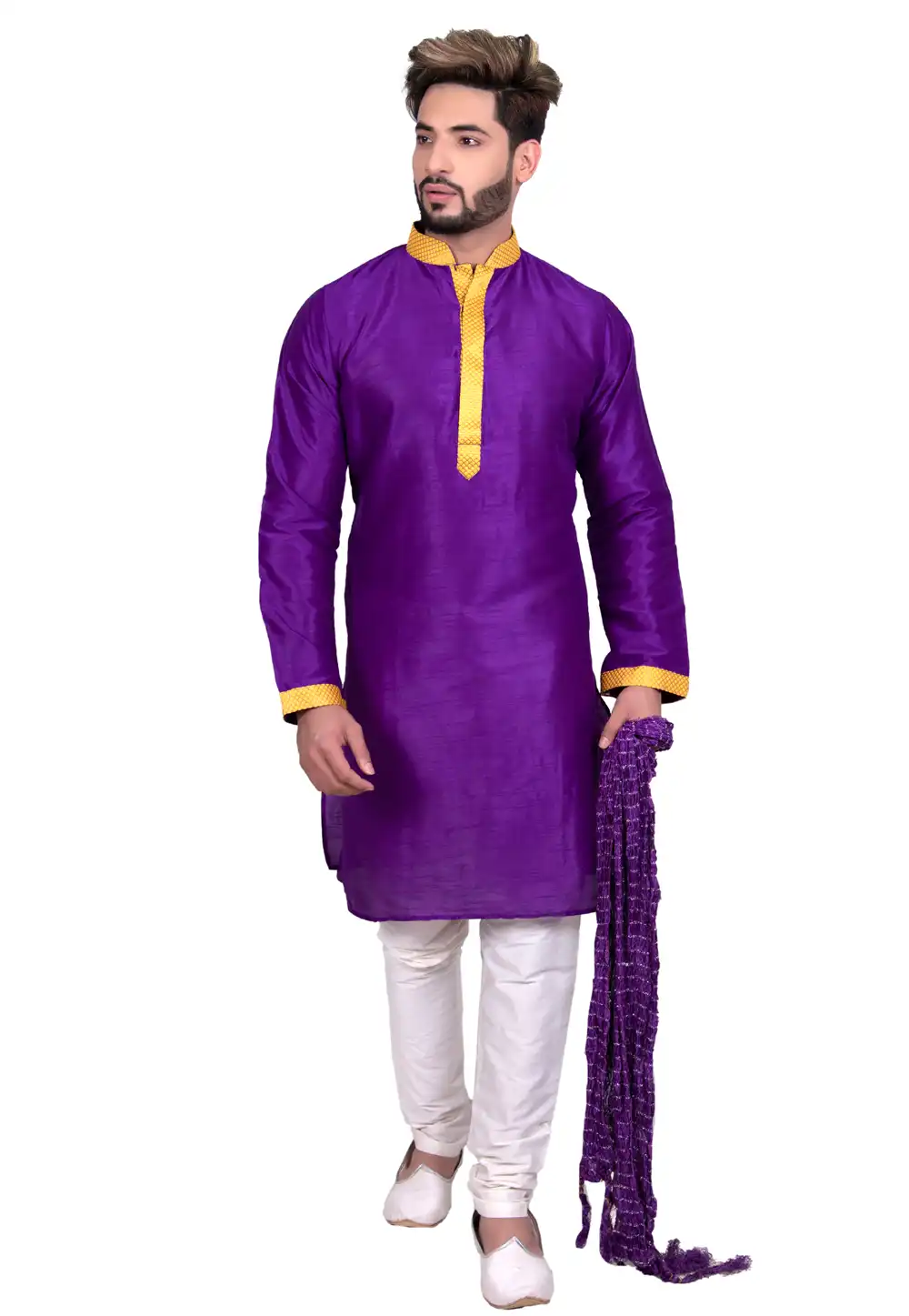 Violet Art Silk Readymade Kurta Pajama 202426