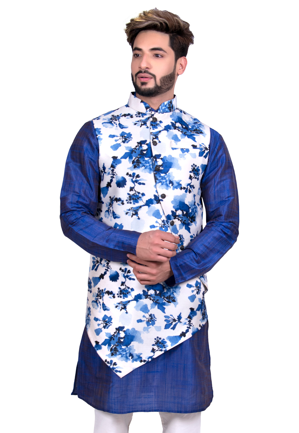 Off White Silk Readymade Nehru Jacket 203559