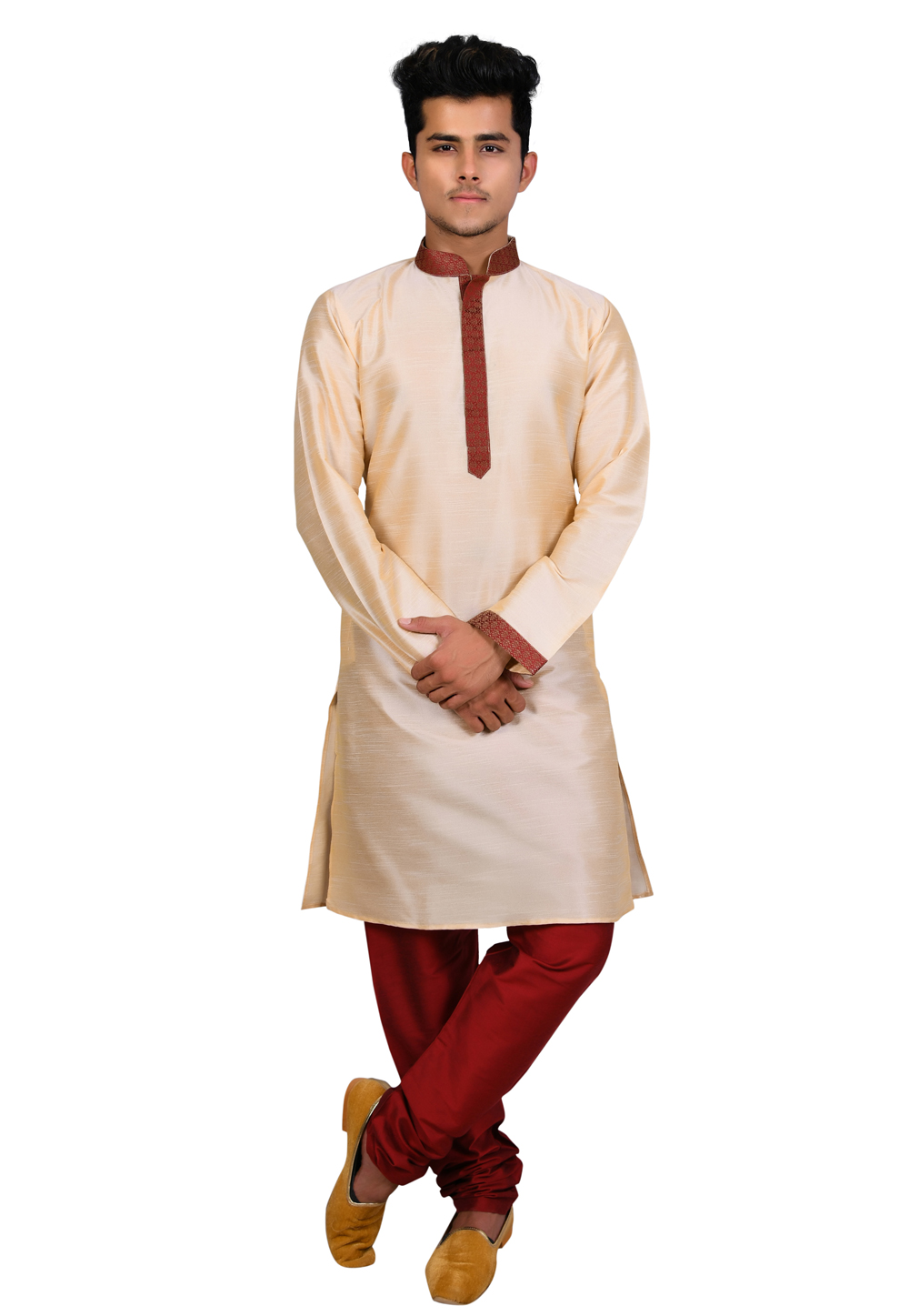 Beige Art Silk Readymade Kurta Pajama 202431