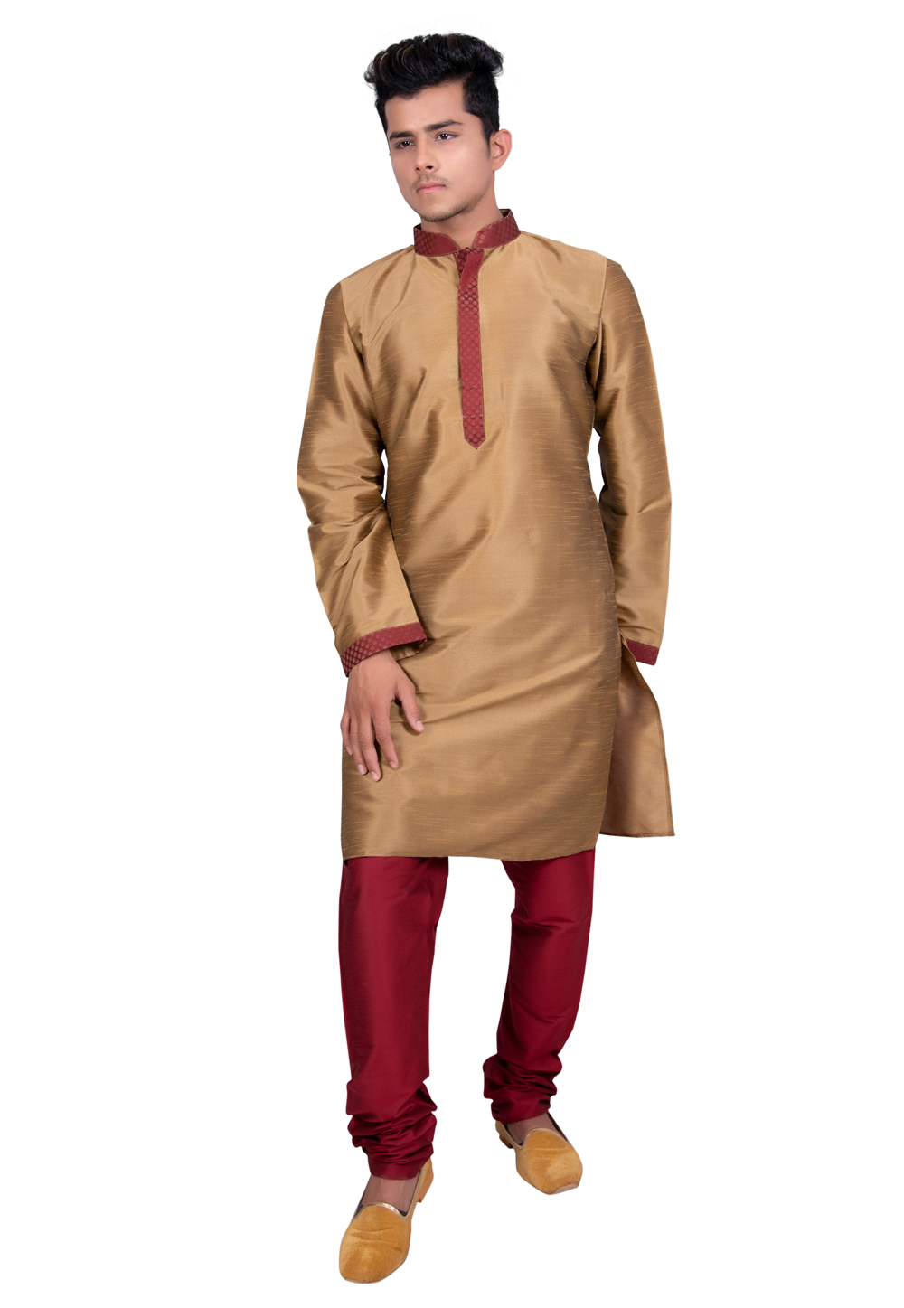 Golden Art Silk Readymade Kurta Pajama 202432