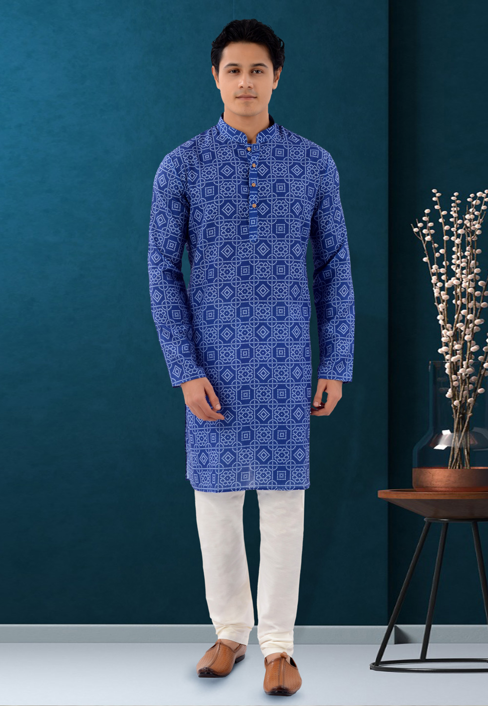 Navy Blue Cotton Kurta Pajama 271371