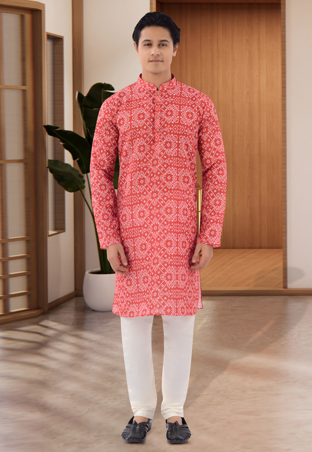 Red Cotton Kurta Pajama 271372