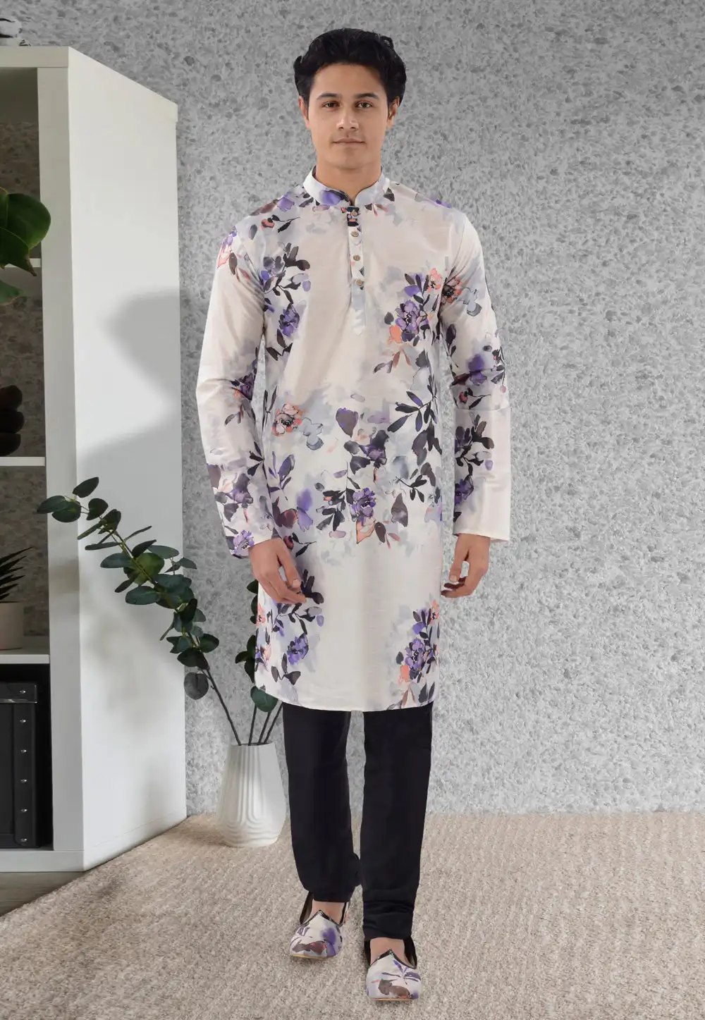 Off White Silk Kurta Pajama 271375
