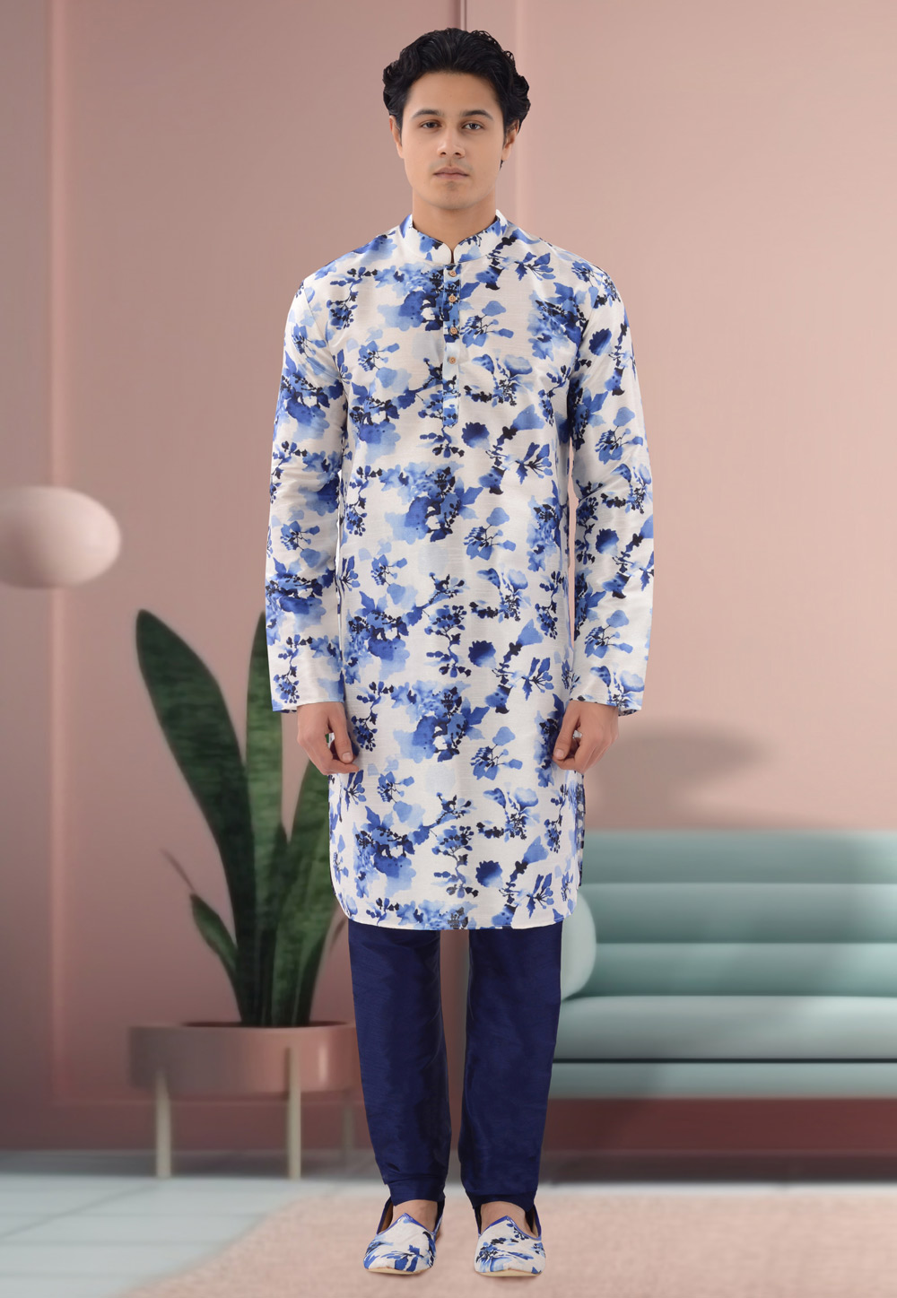 Off White Silk Kurta Pajama 271376