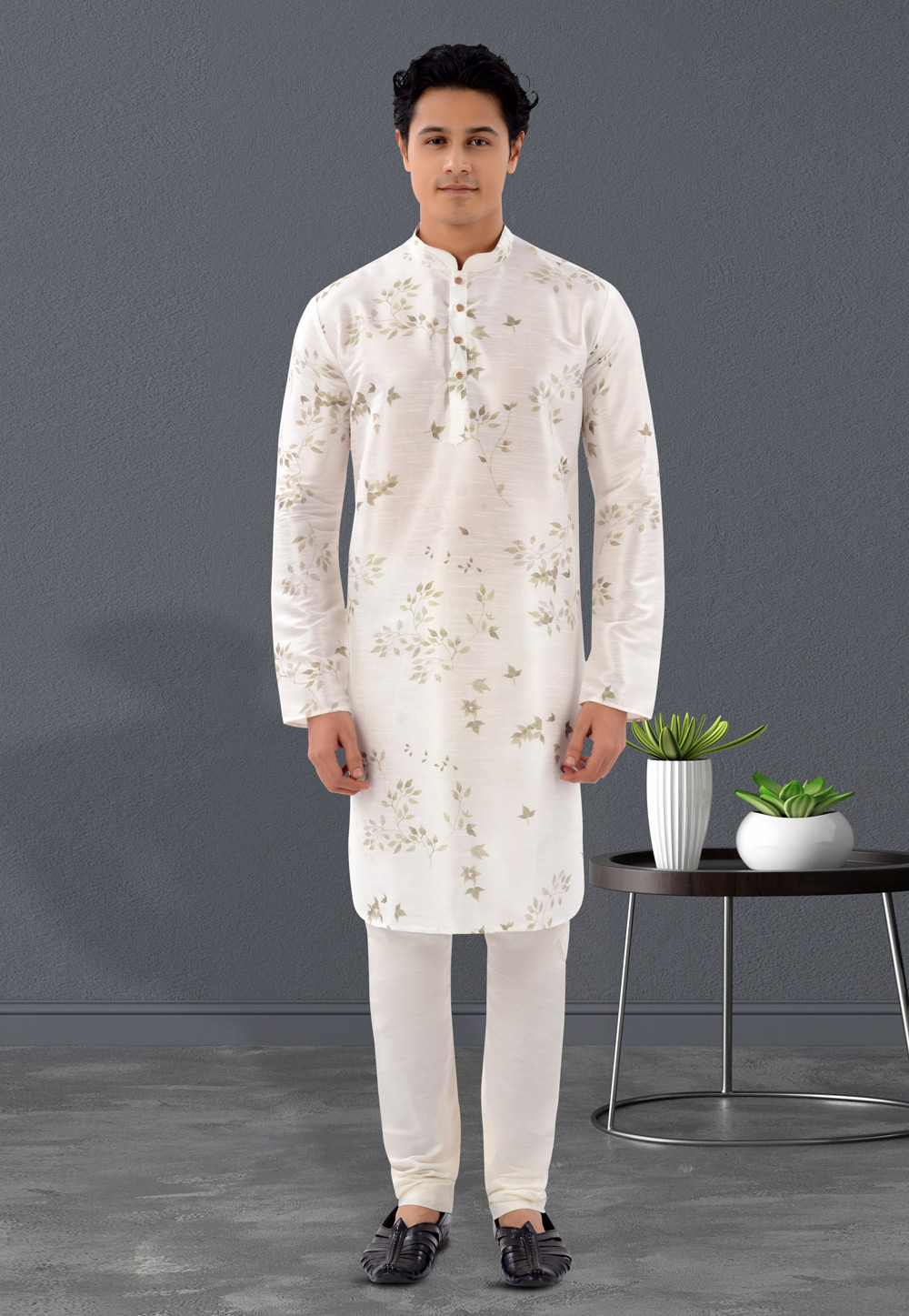 Off White Silk Kurta Pajama 271378