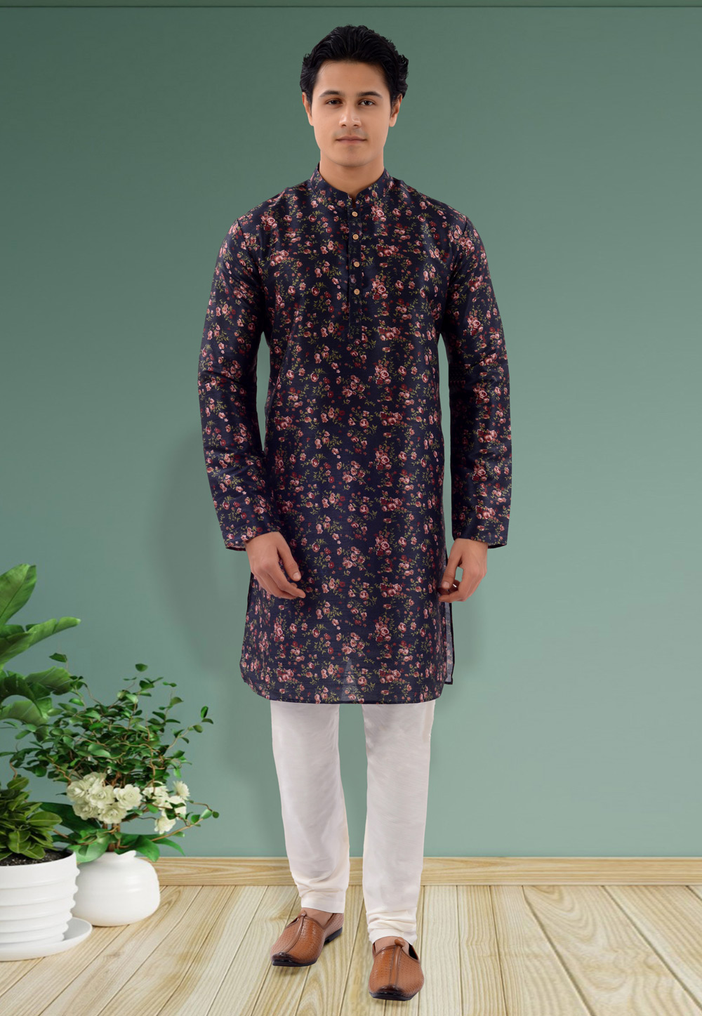 Navy Blue Silk Kurta Pajama 271379