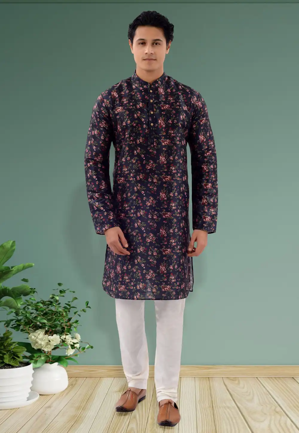 Navy Blue Silk Kurta Pajama 271379