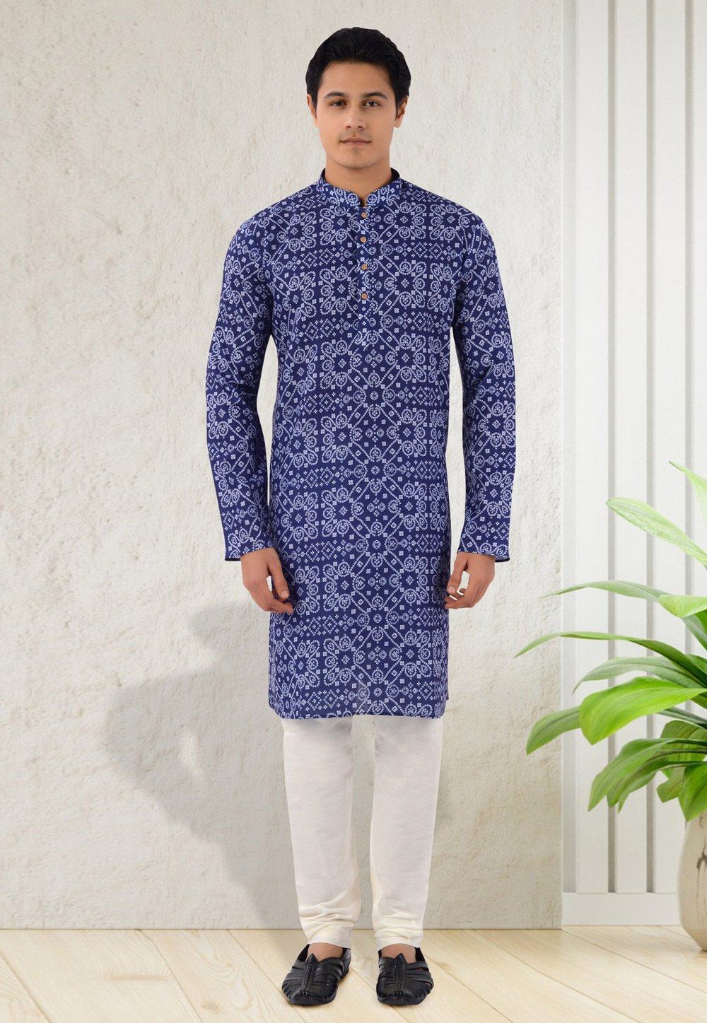 Navy Blue Cotton Kurta Pajama 271380