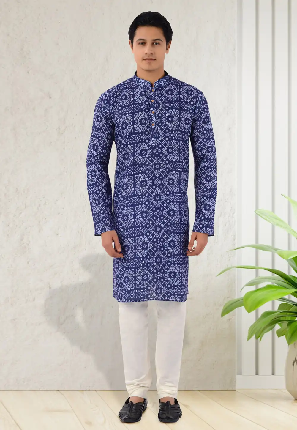 Navy Blue Cotton Kurta Pajama 271380