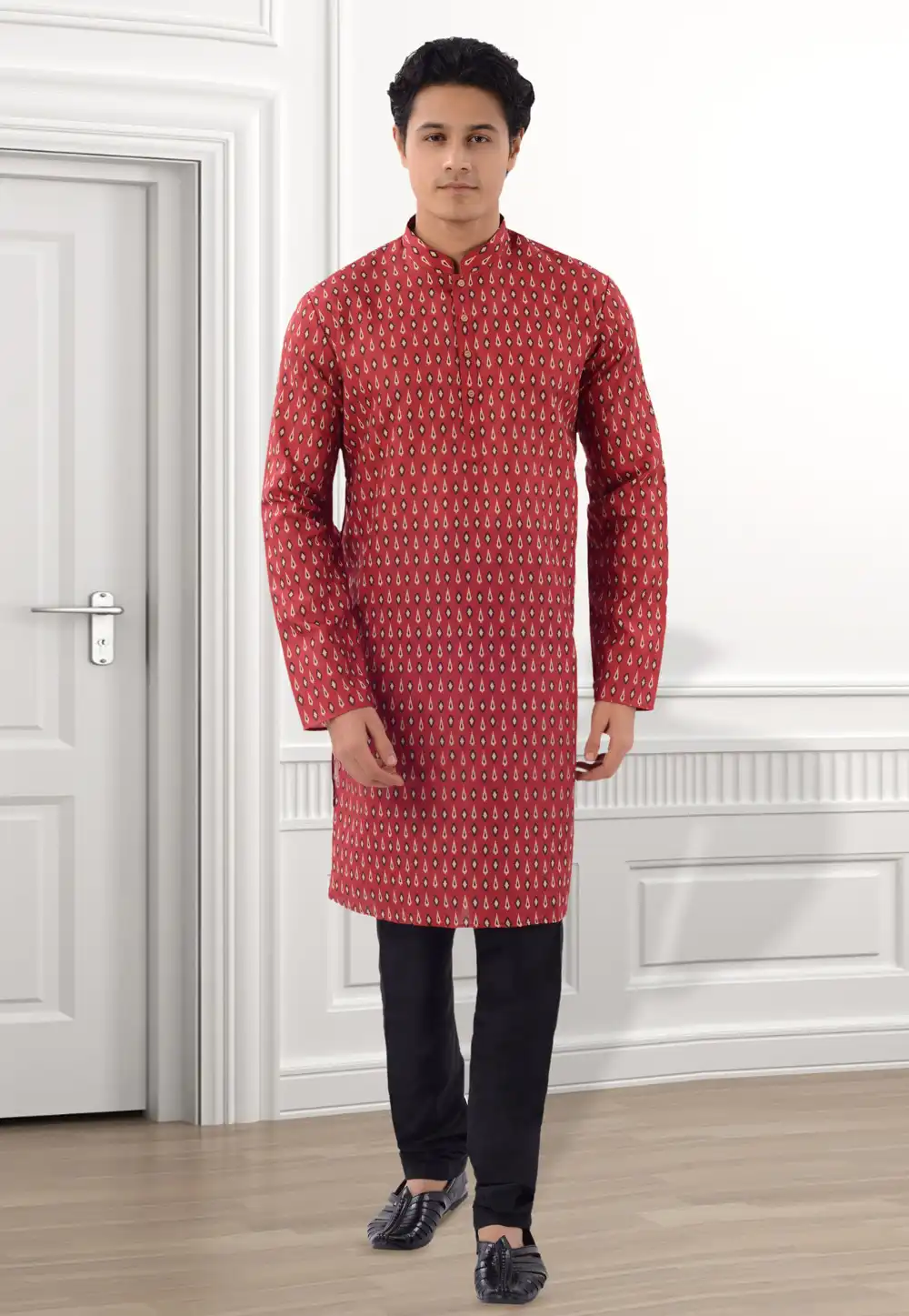 Red Cotton Kurta Pajama 271381