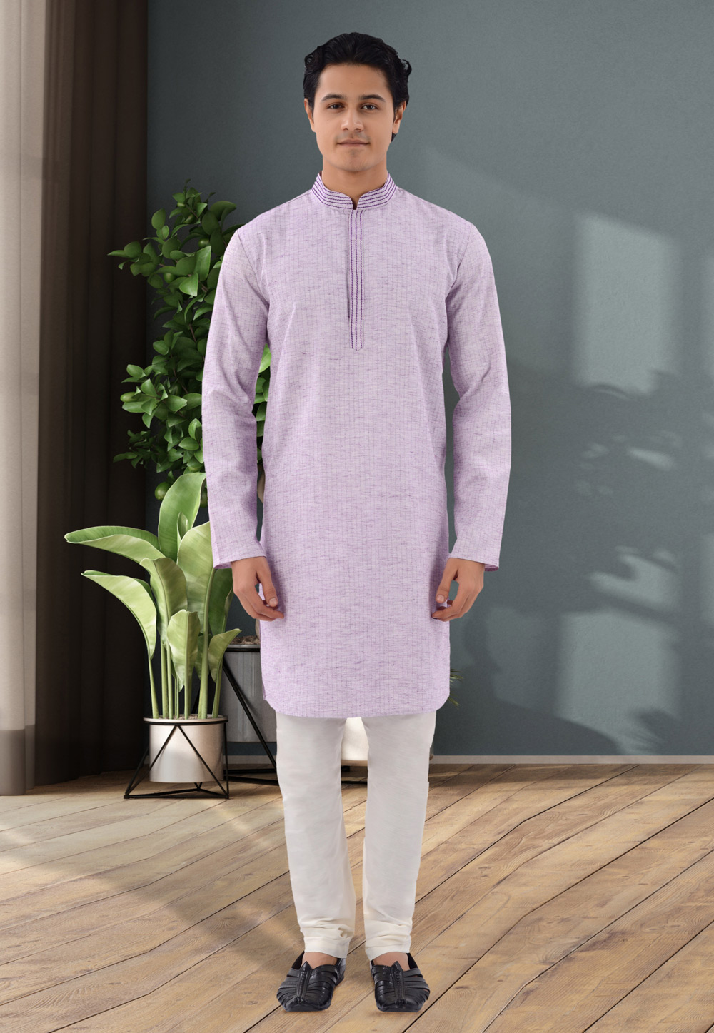 Lavender Cotton Kurta Pajama 271383