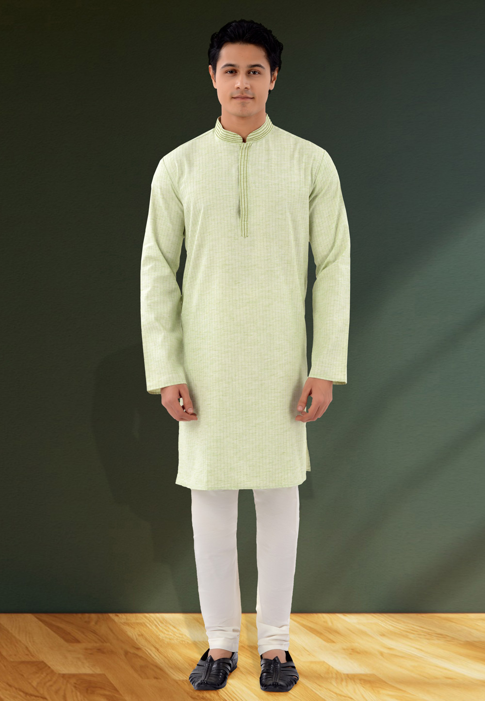 Pista Green Cotton Kurta Pajama 271386