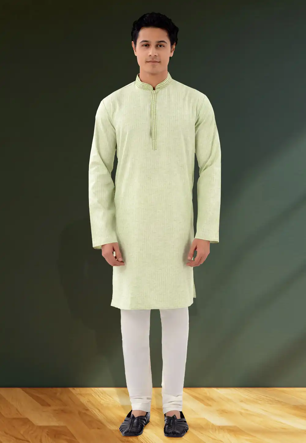 Pista Green Cotton Kurta Pajama 271386