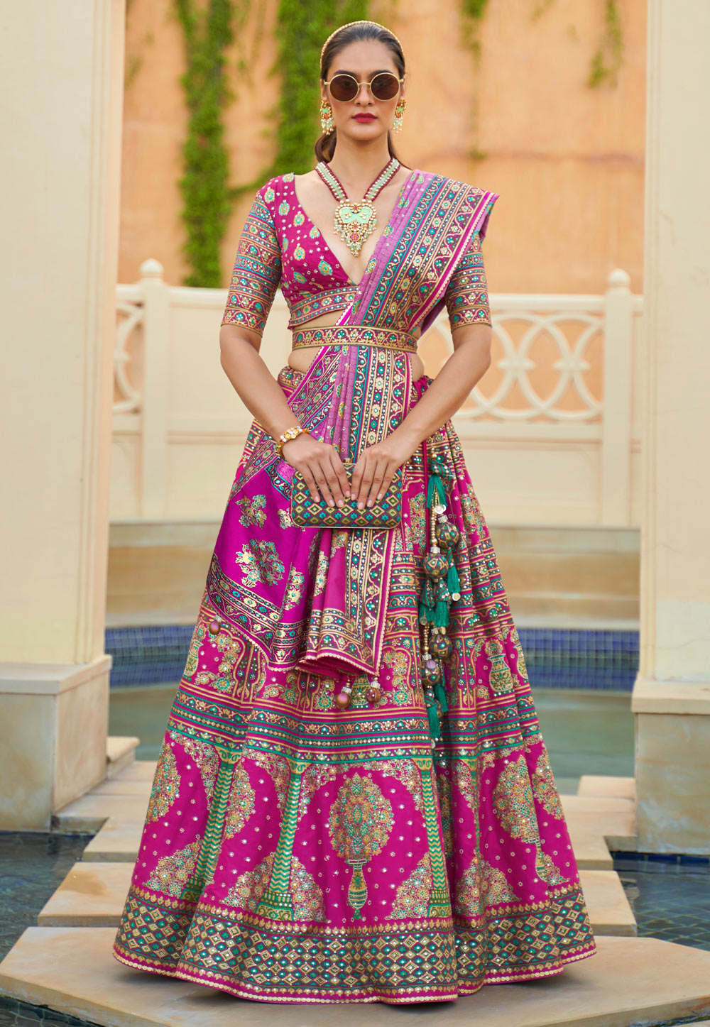 Pink Silk Circular Lehenga Choli 267522