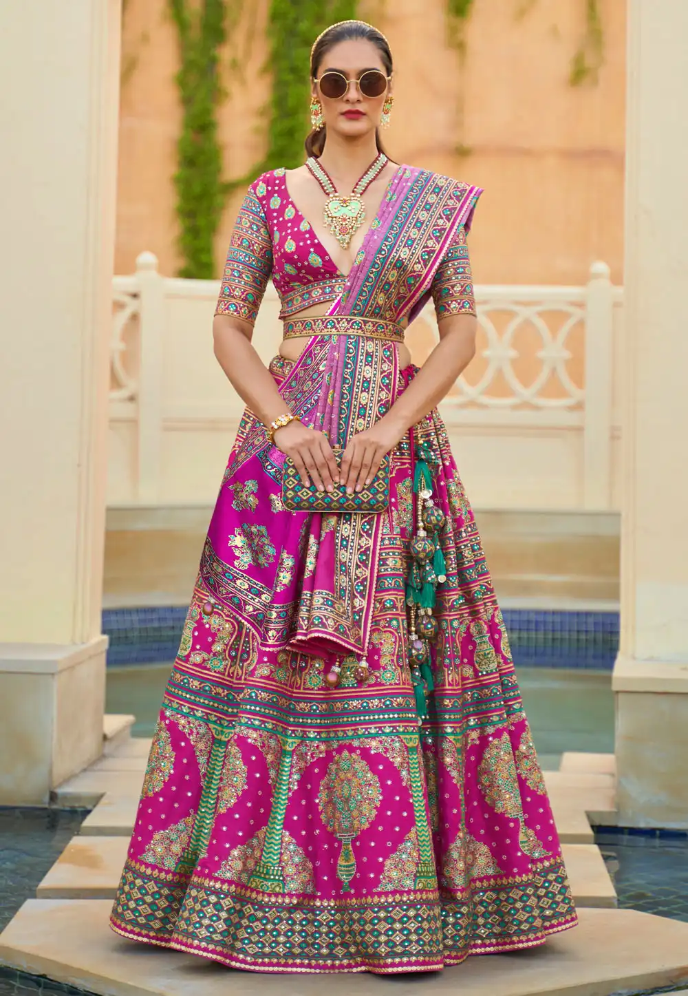 Pink Silk Circular Lehenga Choli 267522