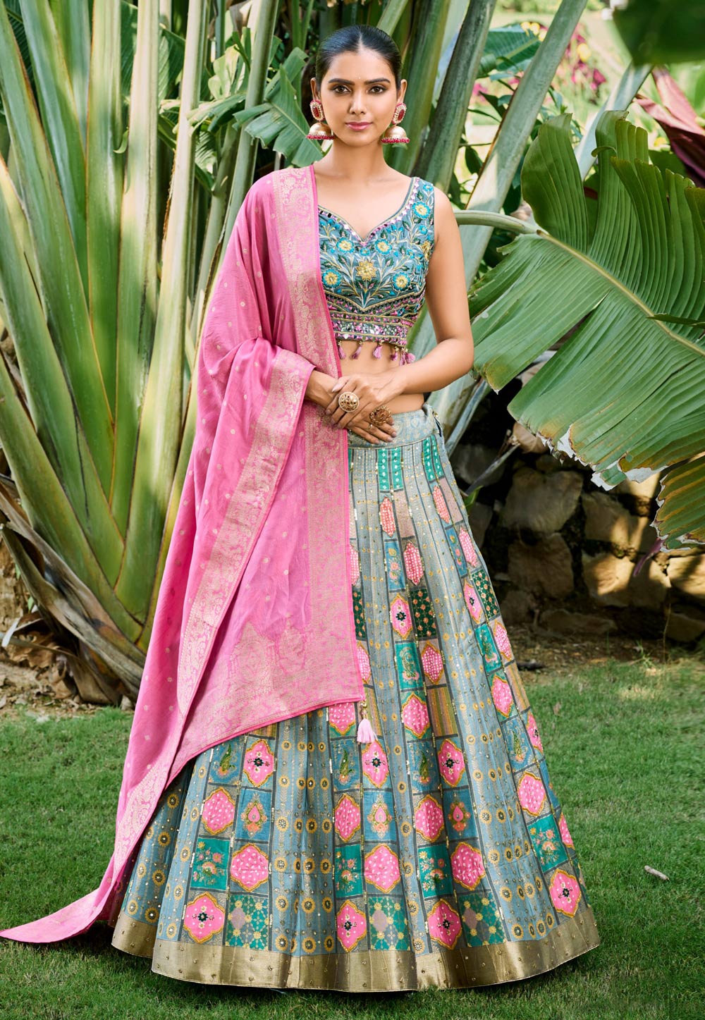 Teal Silk Lehenga Choli For Wedding 275524