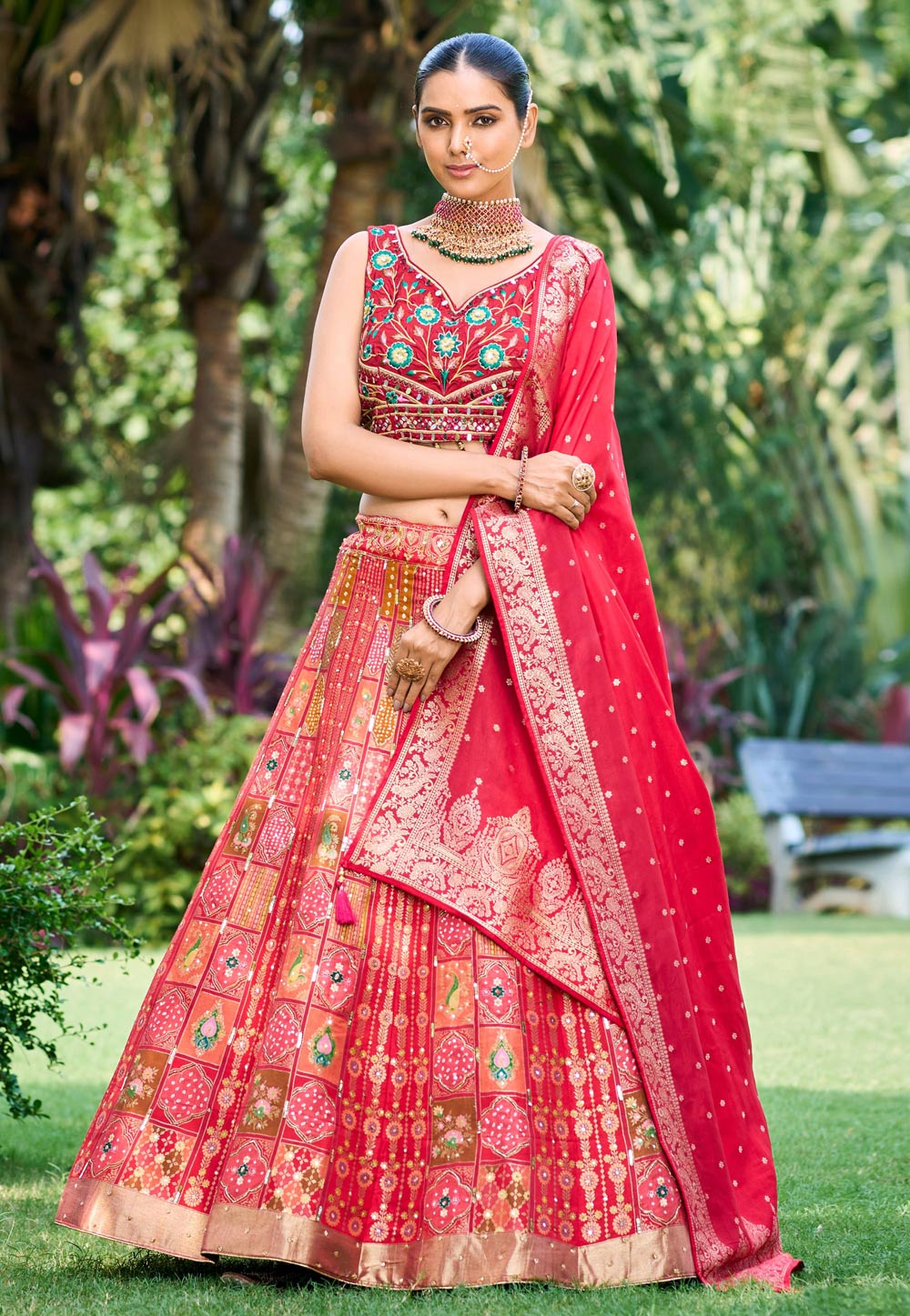 Red Silk Lehenga Choli 275525