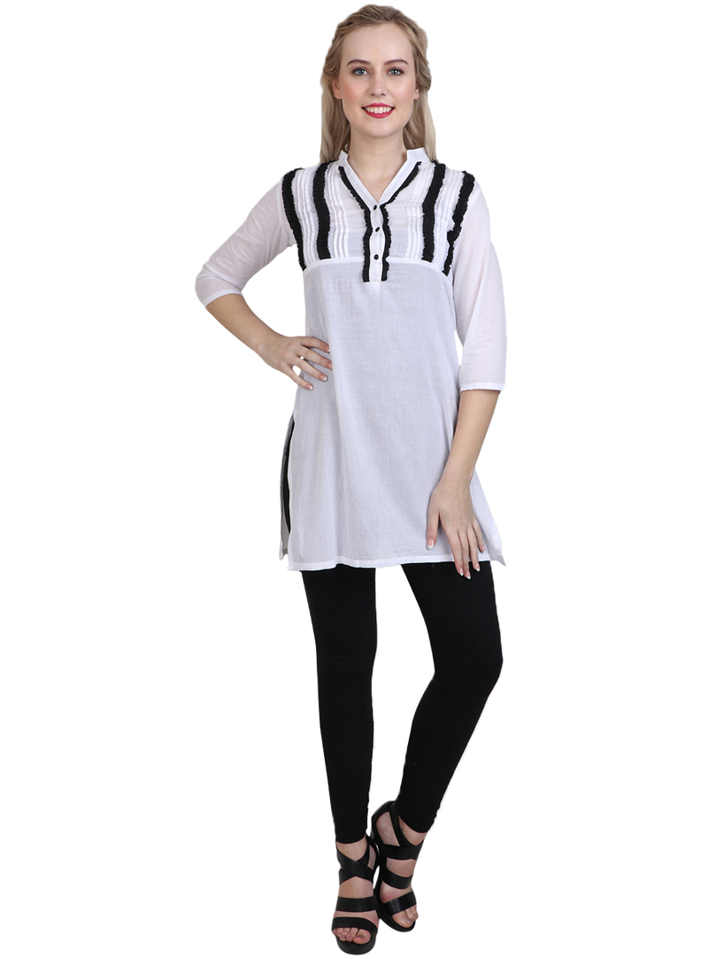 White Cotton Readymade Top 114612