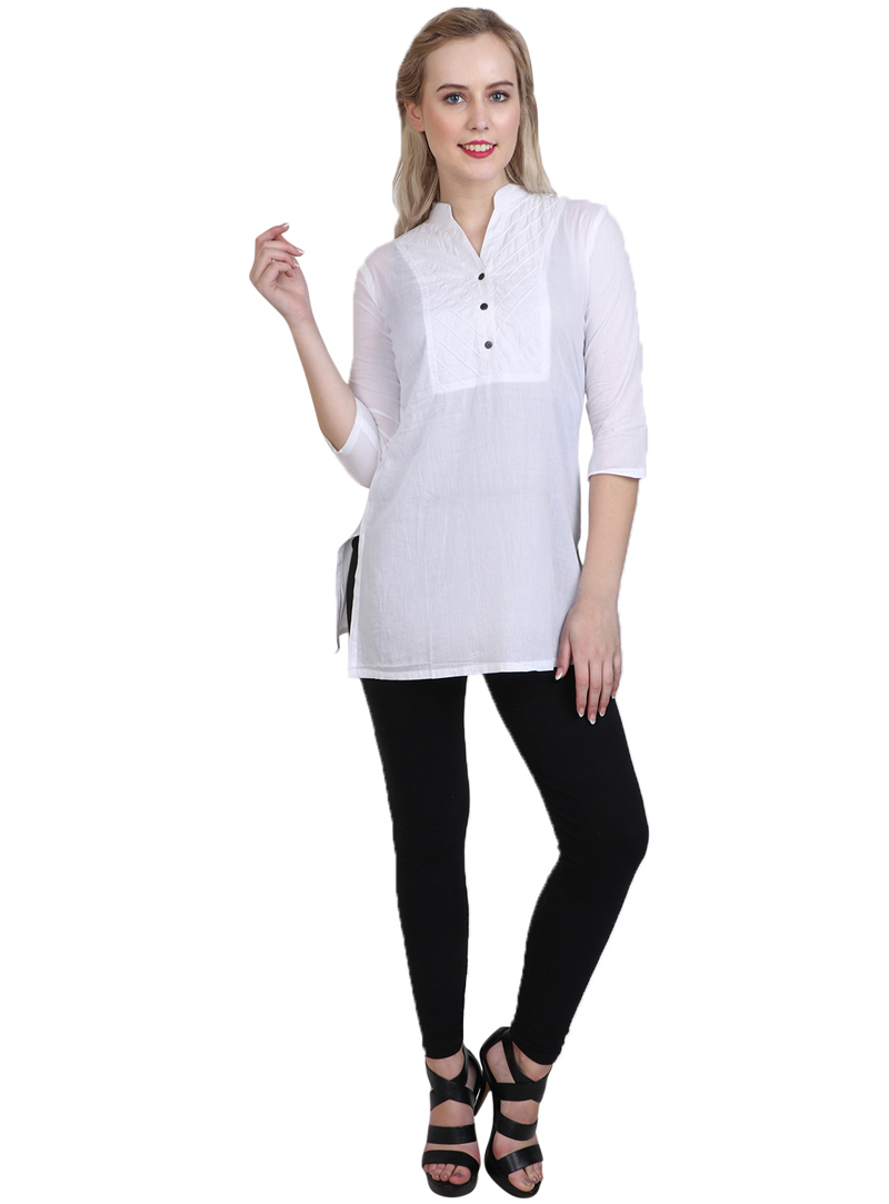 White Cotton Readymade Top 114613