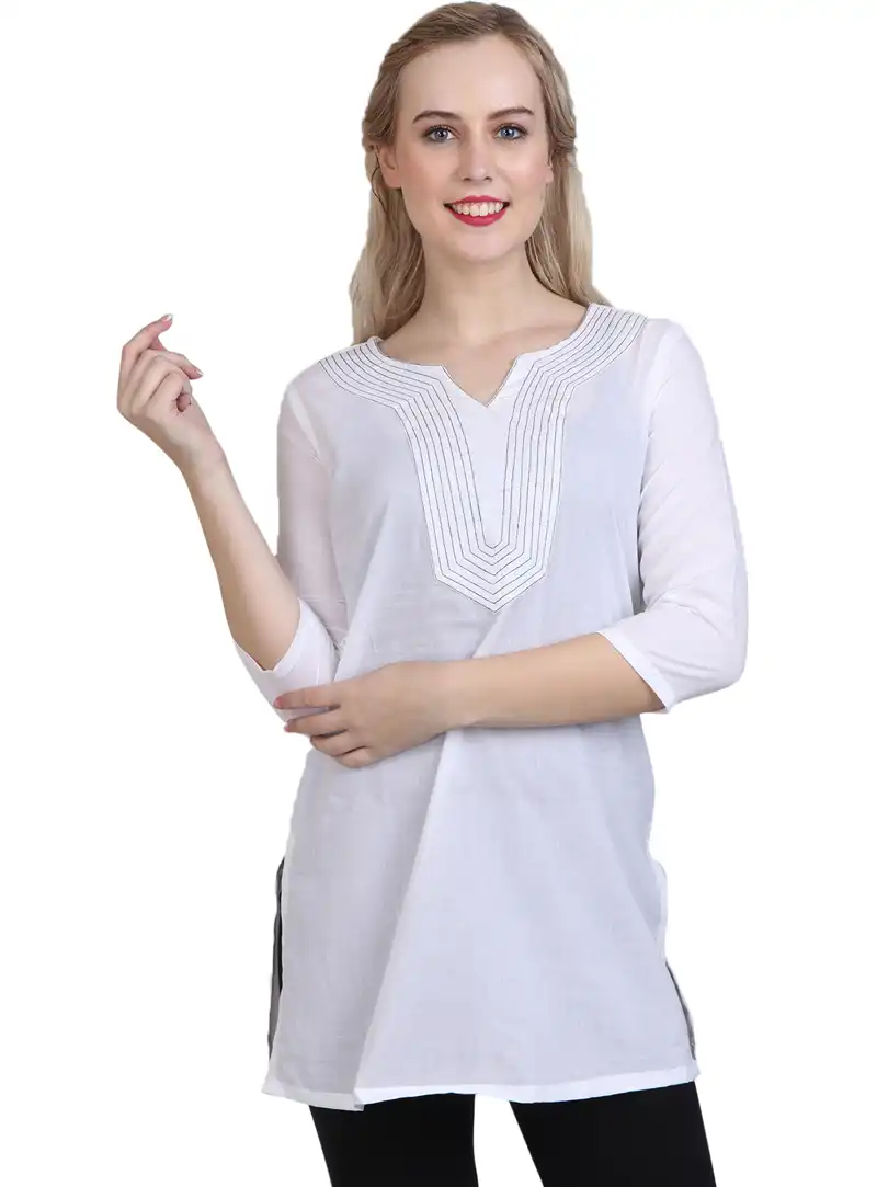 White Cotton Readymade Top 114614