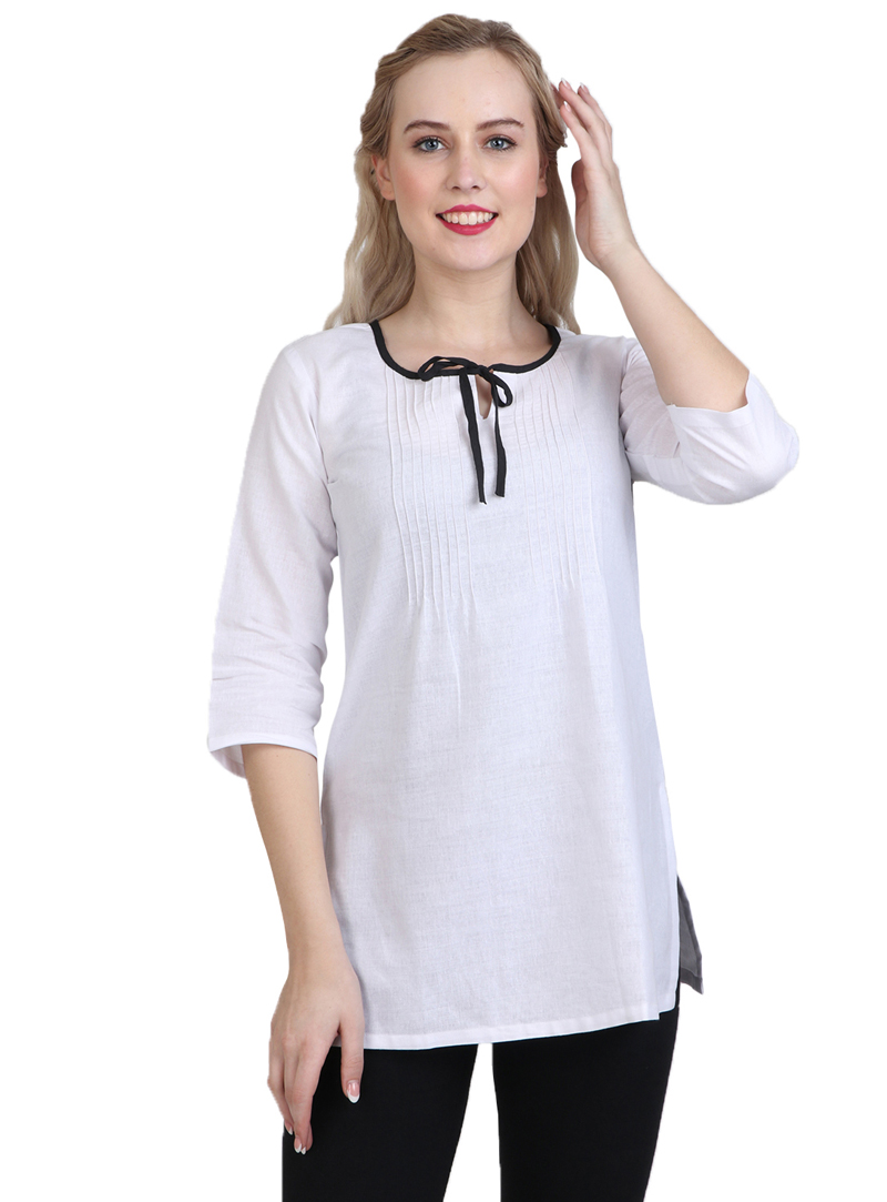 White Cotton Readymade Top 114615