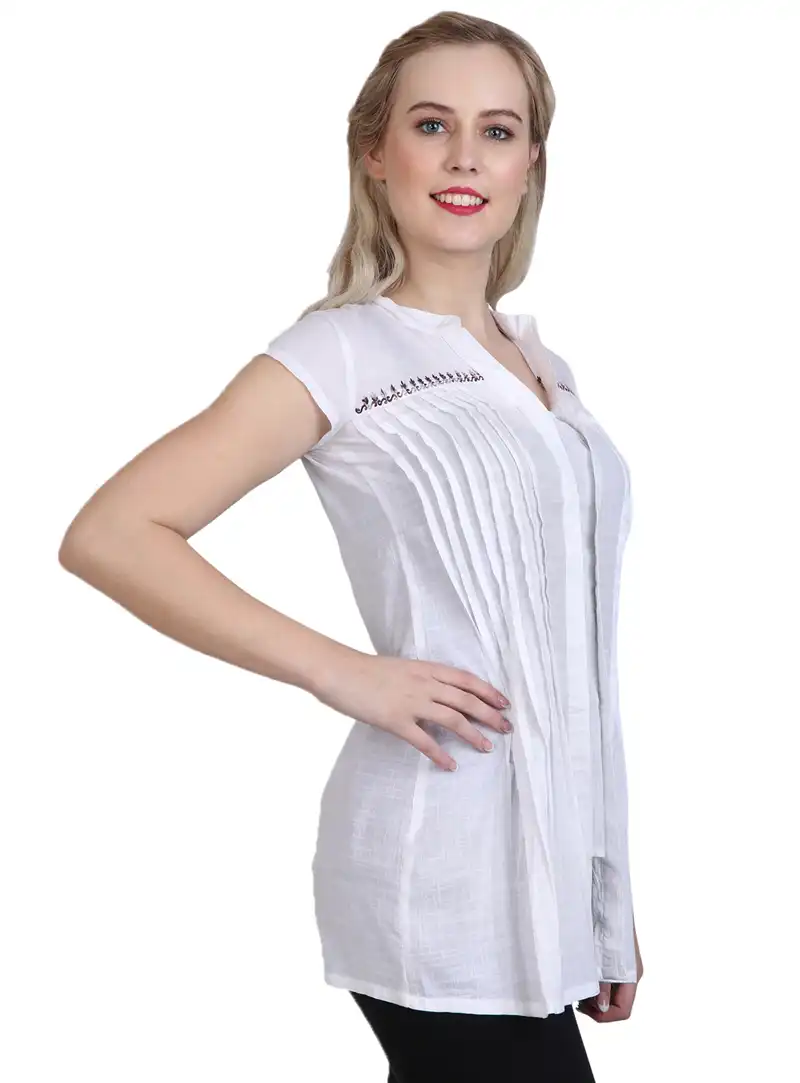 White Cotton Readymade Top 114616