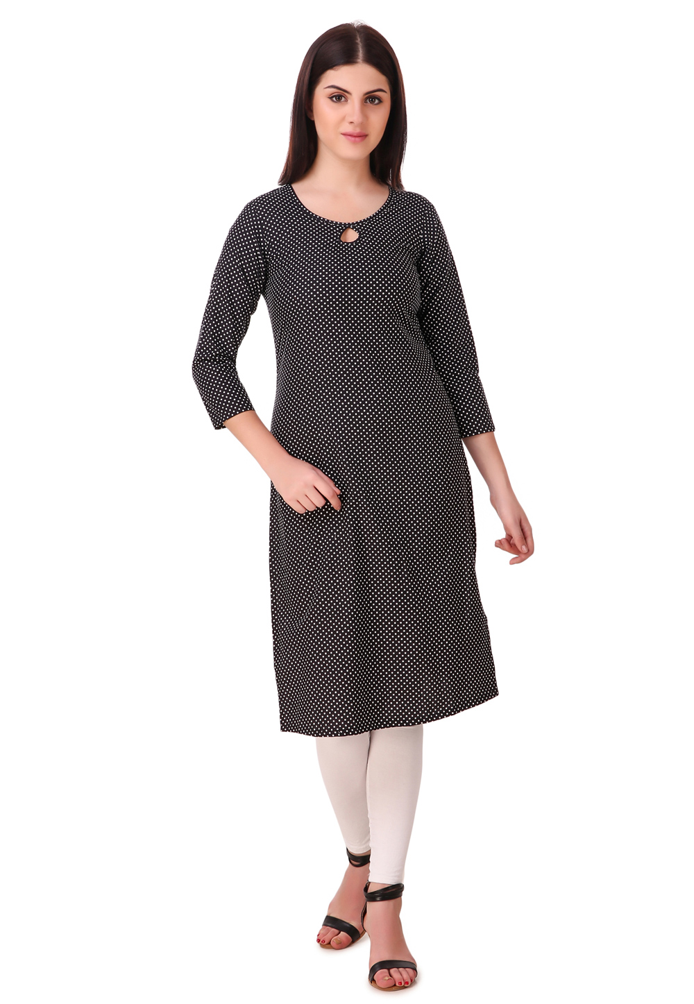Black Rayon Readymade Printed Tunic 168823