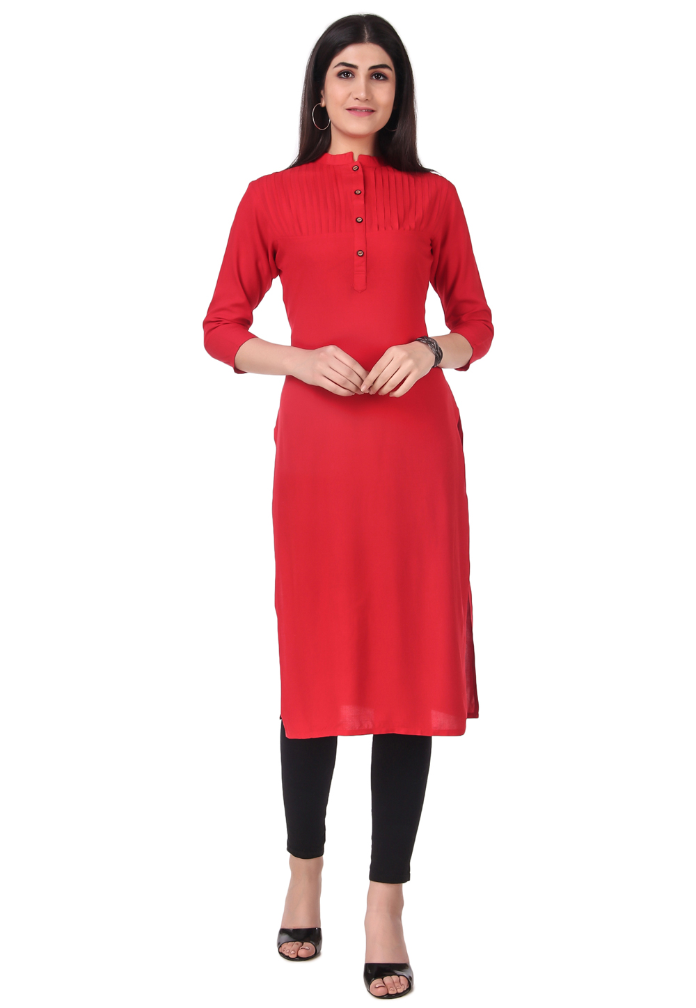 Red Rayon Tunic 221124